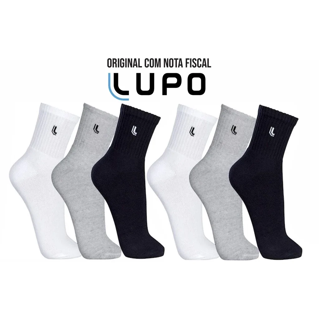 Kit 10 Pares Meia Lupo Original Masculina Cano Medio Algodao