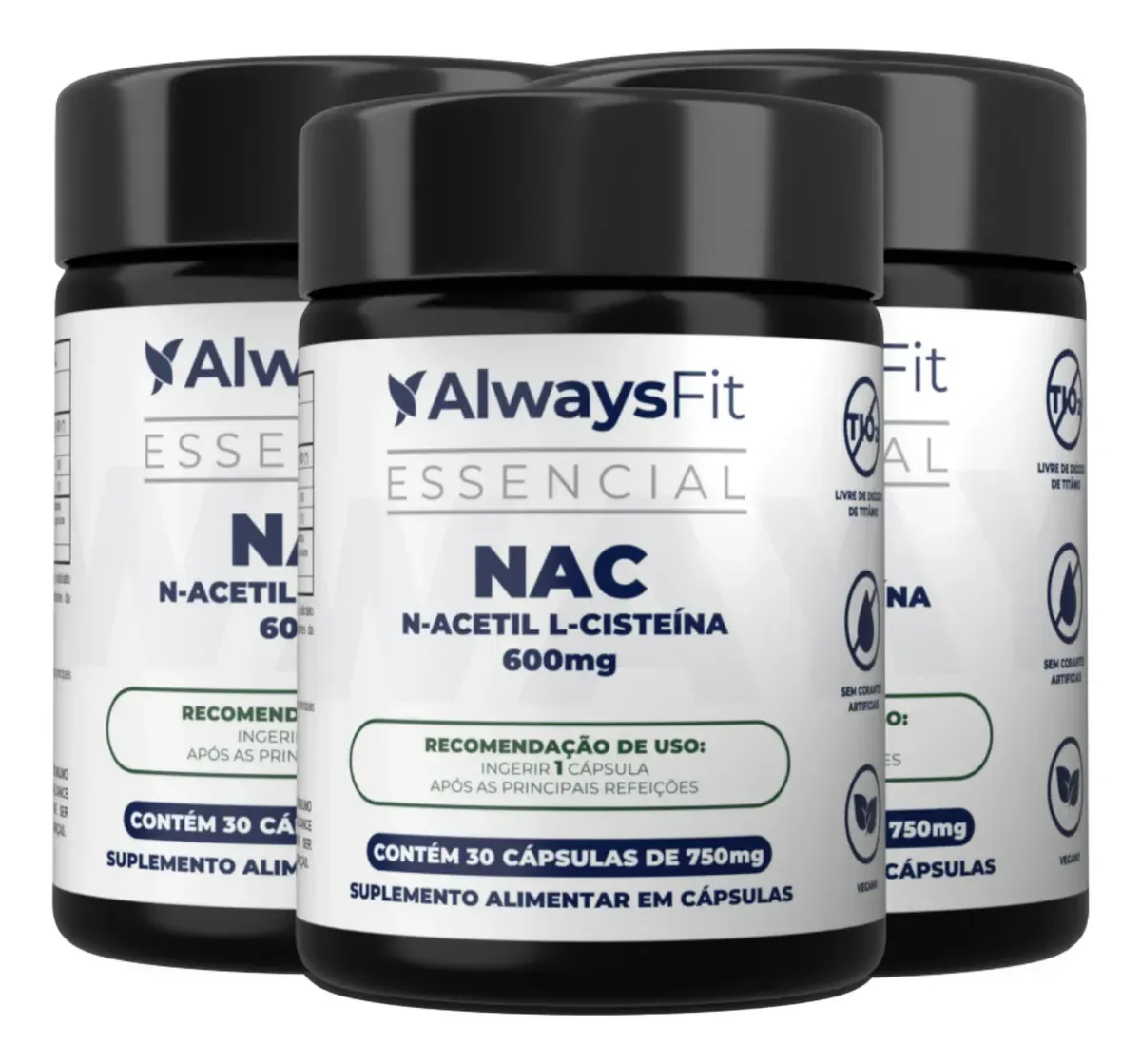 Kit 3 Nac Alwaysfit N-acetil L-cisteina - 600mg 30 Capsulas