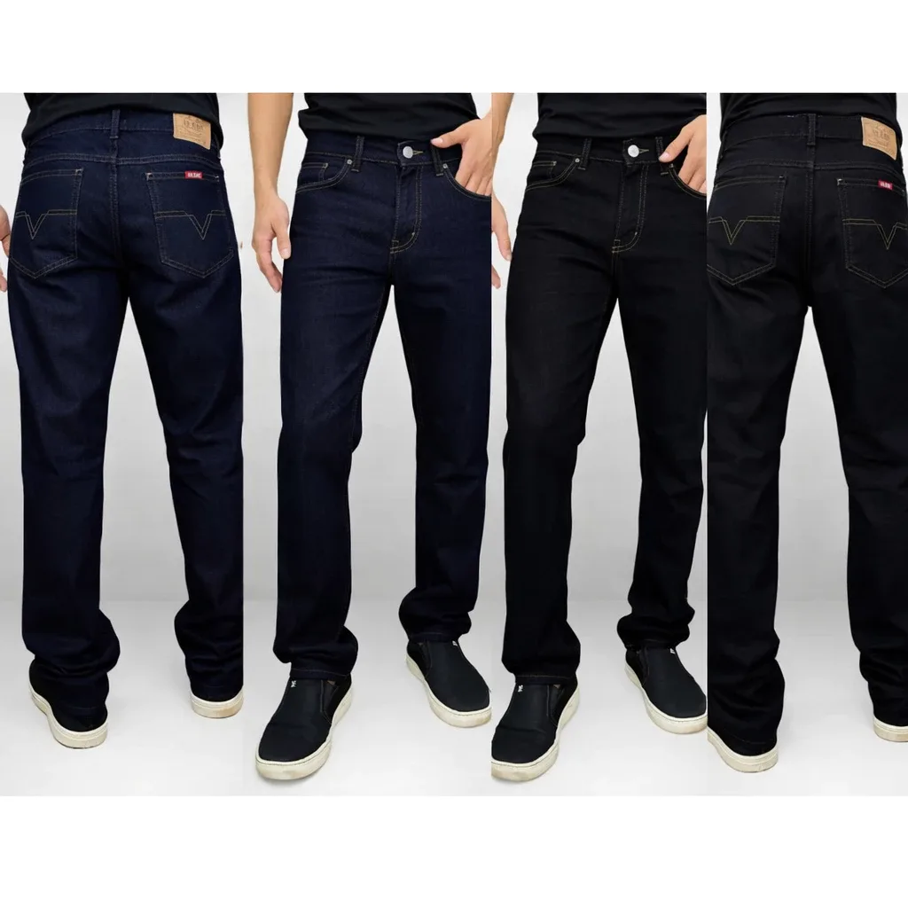 Kit 4 Calcas Jeans Masculina Tradicional Reforcada Reta