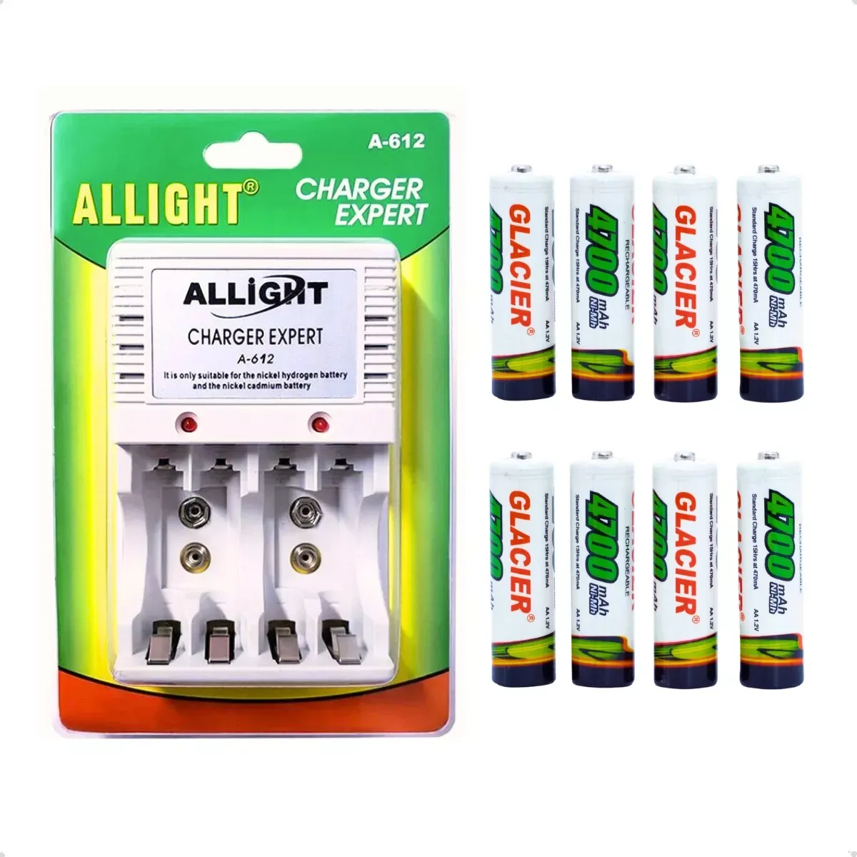 Kit 8 Pilhas Recarregaveis + Carregador Rapido Bivolt AA/AAA