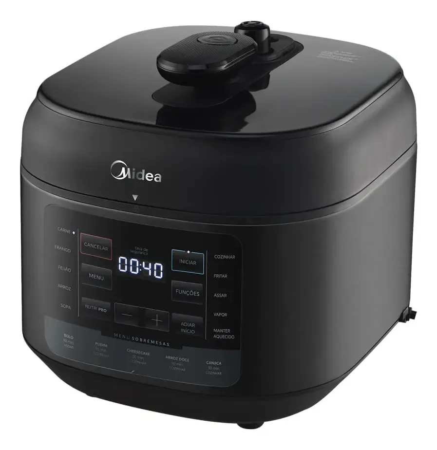 Panela De Pressao Eletrica 5l Nutripro Preta Midea Cor Preto