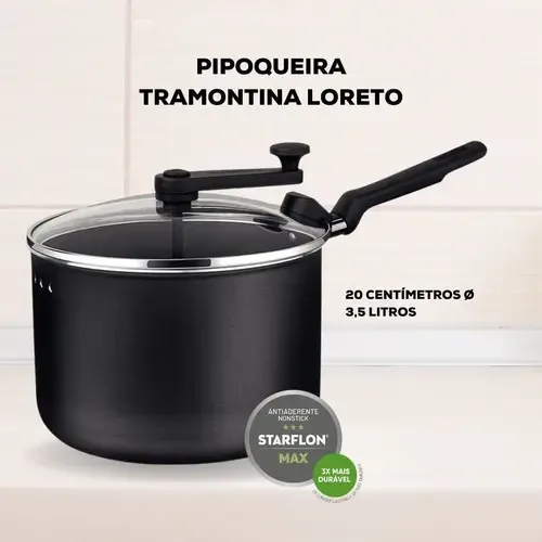 Panela Pipoqueira Tramontina 3,5l Faz Pipoca Doce/salgada Cor Preto