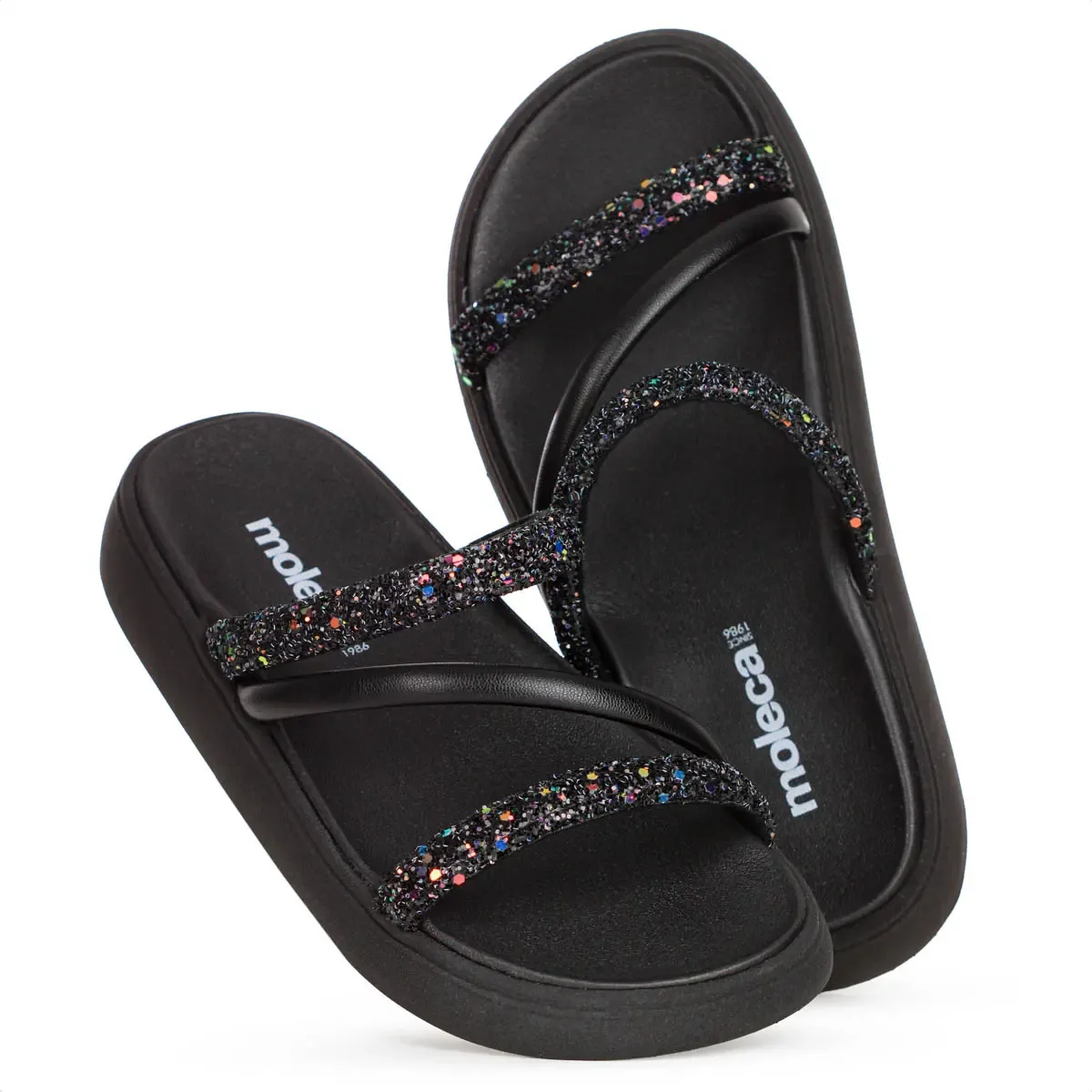 Sandalia Papete Moleca Feminina Tiras Strass Macia Original