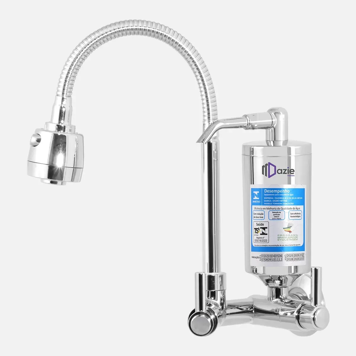 Torneira Dazie Metais Com Filtro Cozinha Para Parede Flexivel Movel Em Abs Cromado Filtro Carbon Block Purificador De Agua Com Refil Instalado