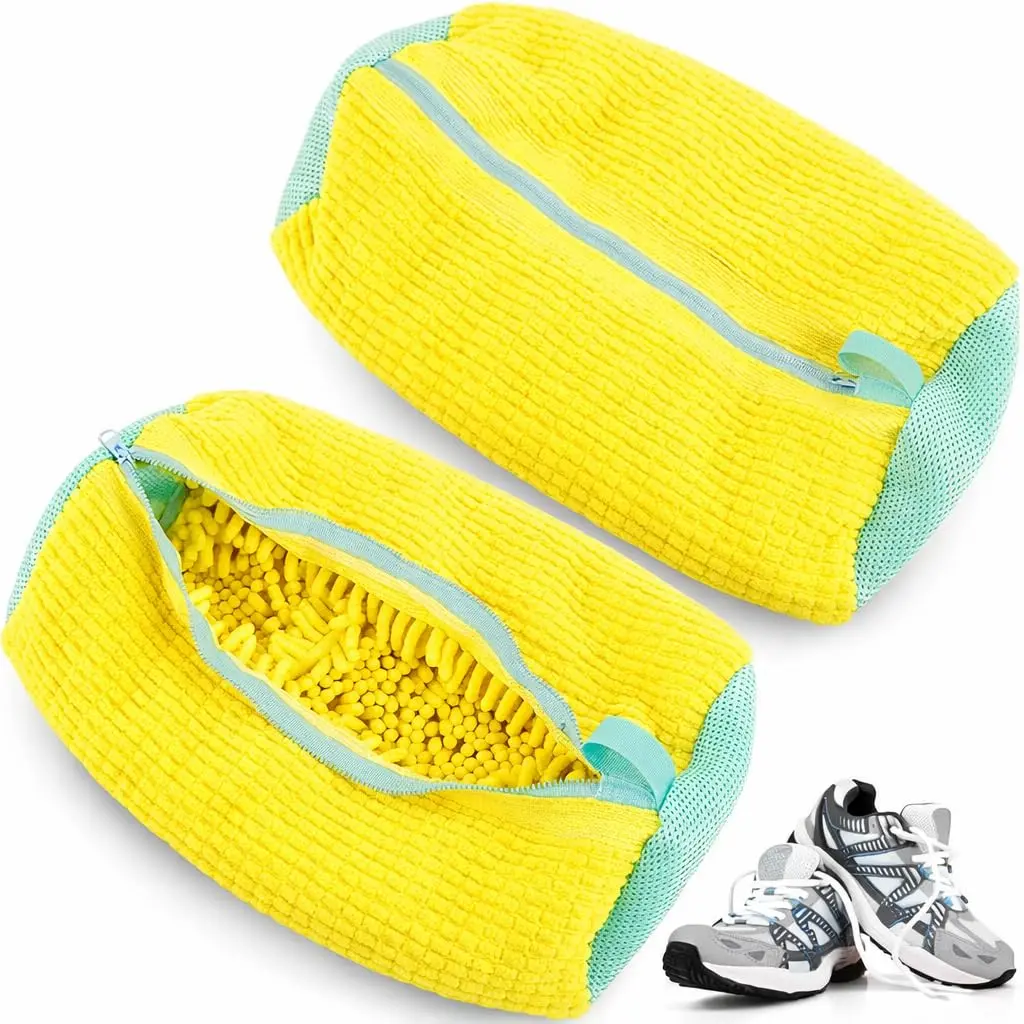 Bolsa para Lavar Tenis Sapatos Premium Maquina Malha Chenille Protetora Reutilizavel com Ziper
