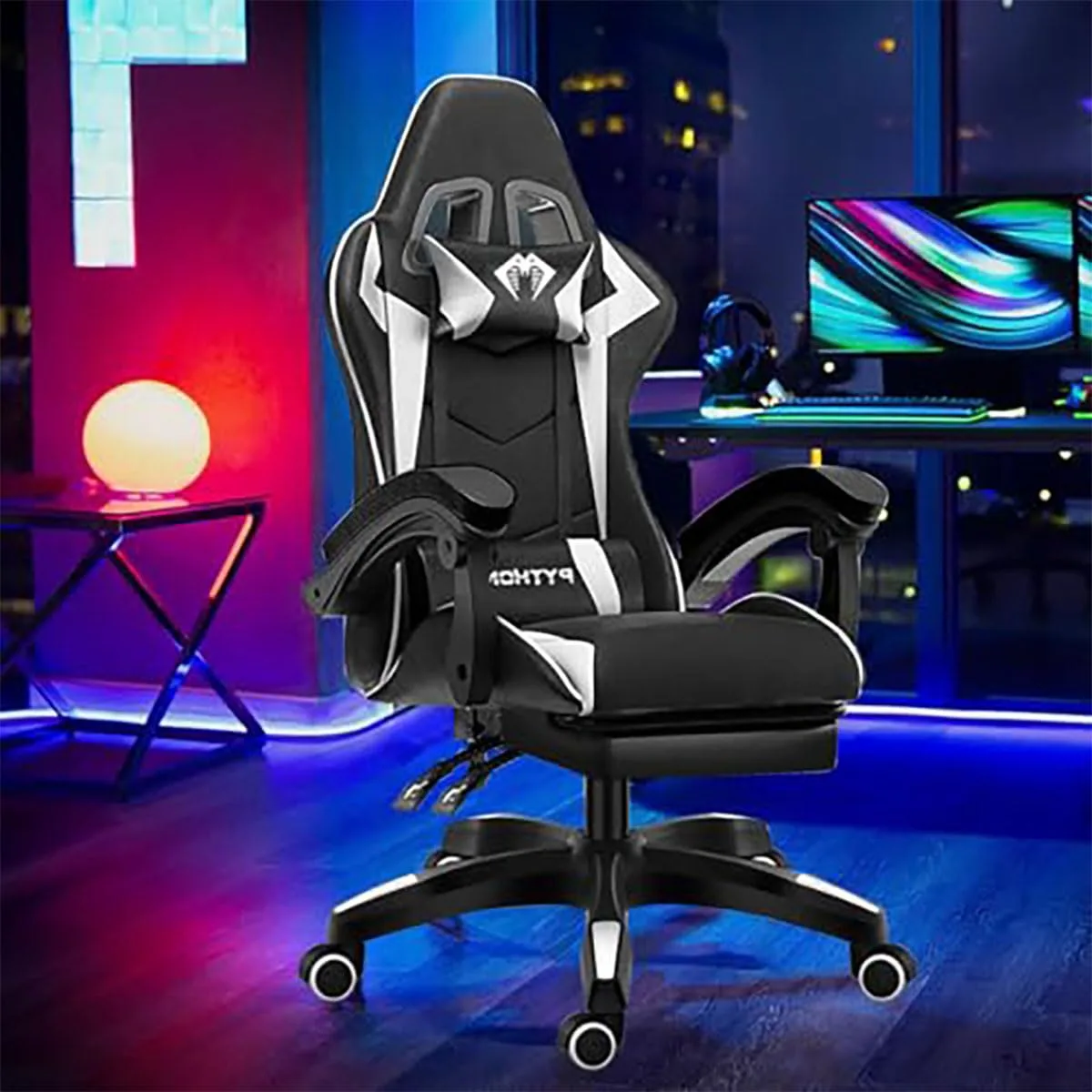Cadeira Ergonomica Gamer Com Apoio Para Os Pes Branco