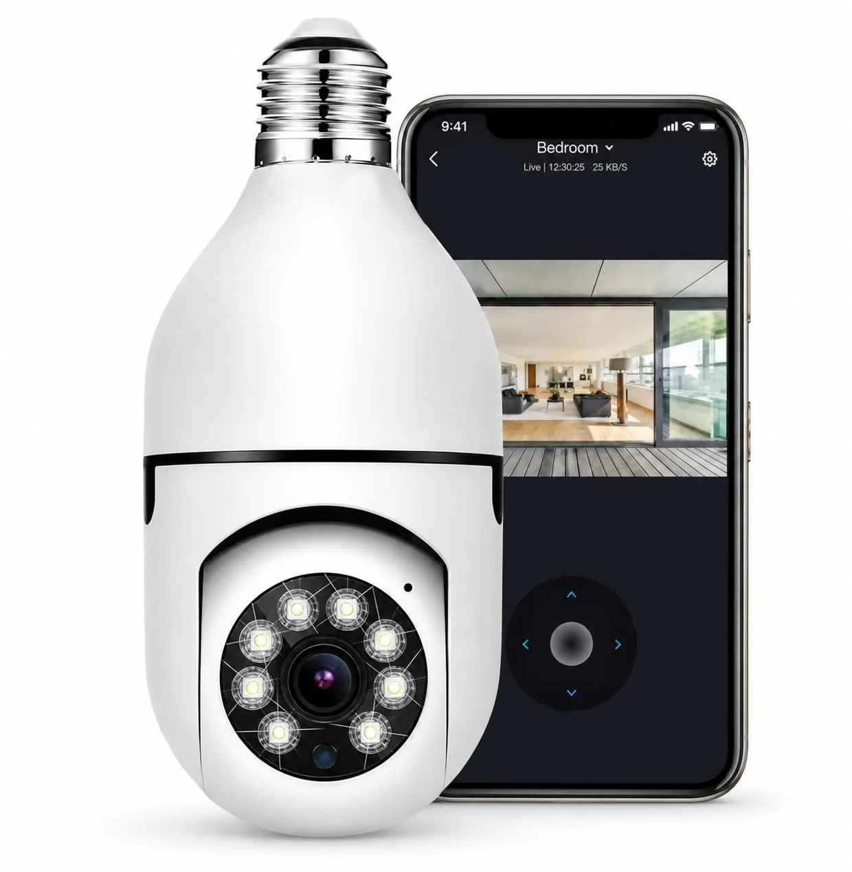 Camera de Seguranca IP WiFi Full HD 1080p, Visao Noturna Infravermelho, Deteccao de Movimento, Audio Bidirecional, Giratoria, Prova D agua, Bivolt