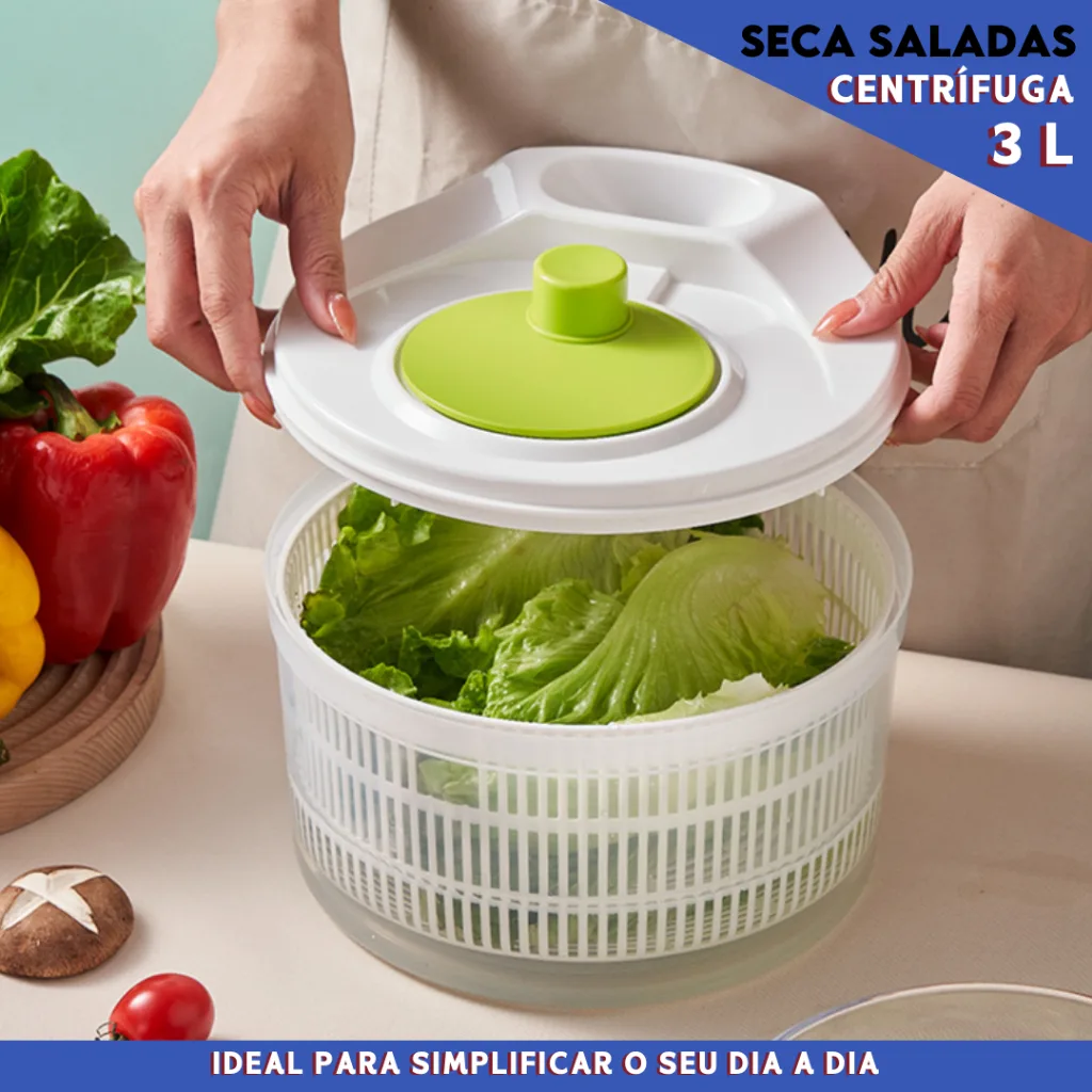 Centrifuga de Salada 3L Manual | Secagem Rapida Sem Esforco | Ideal para Folhas e Hortalicas - MN