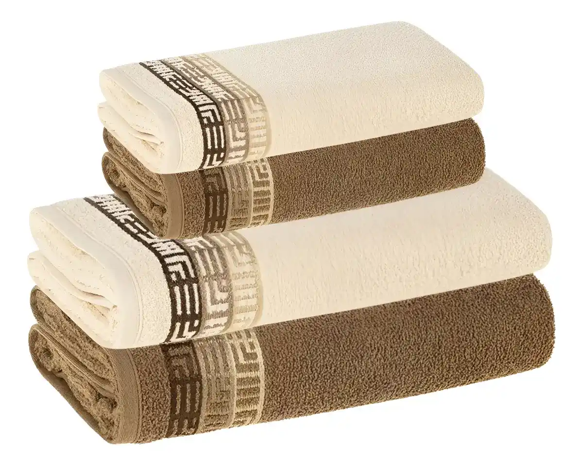 Jogo De Toalhas 4 Pcs Fio Cardado 100% Algodao Bosco Karsten