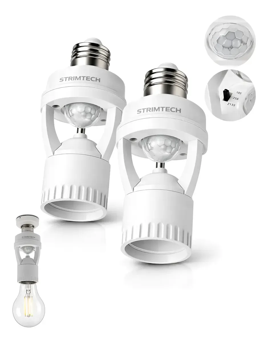 Kit 2 Sensores De Presenca Iluminacao Lampada Soquete E27