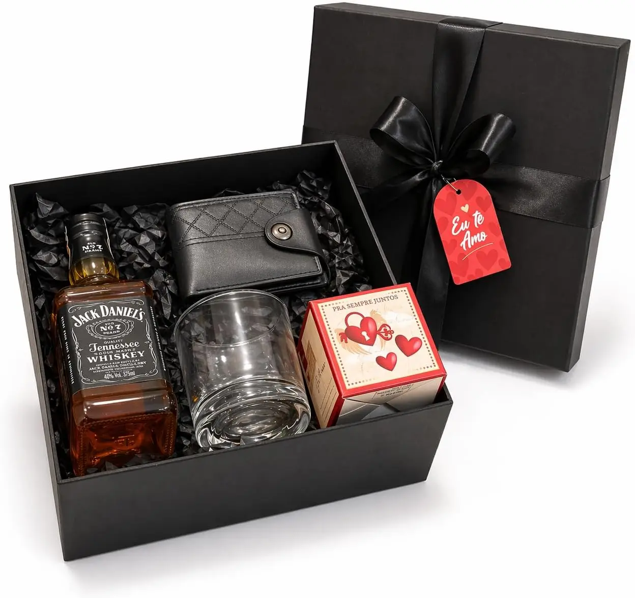 Kit Presente Masculino com Whisky 375ml, Copo, Carteira e Bombons | Presente para Dia dos Pais (Love - Whisky No7 Tradicional)