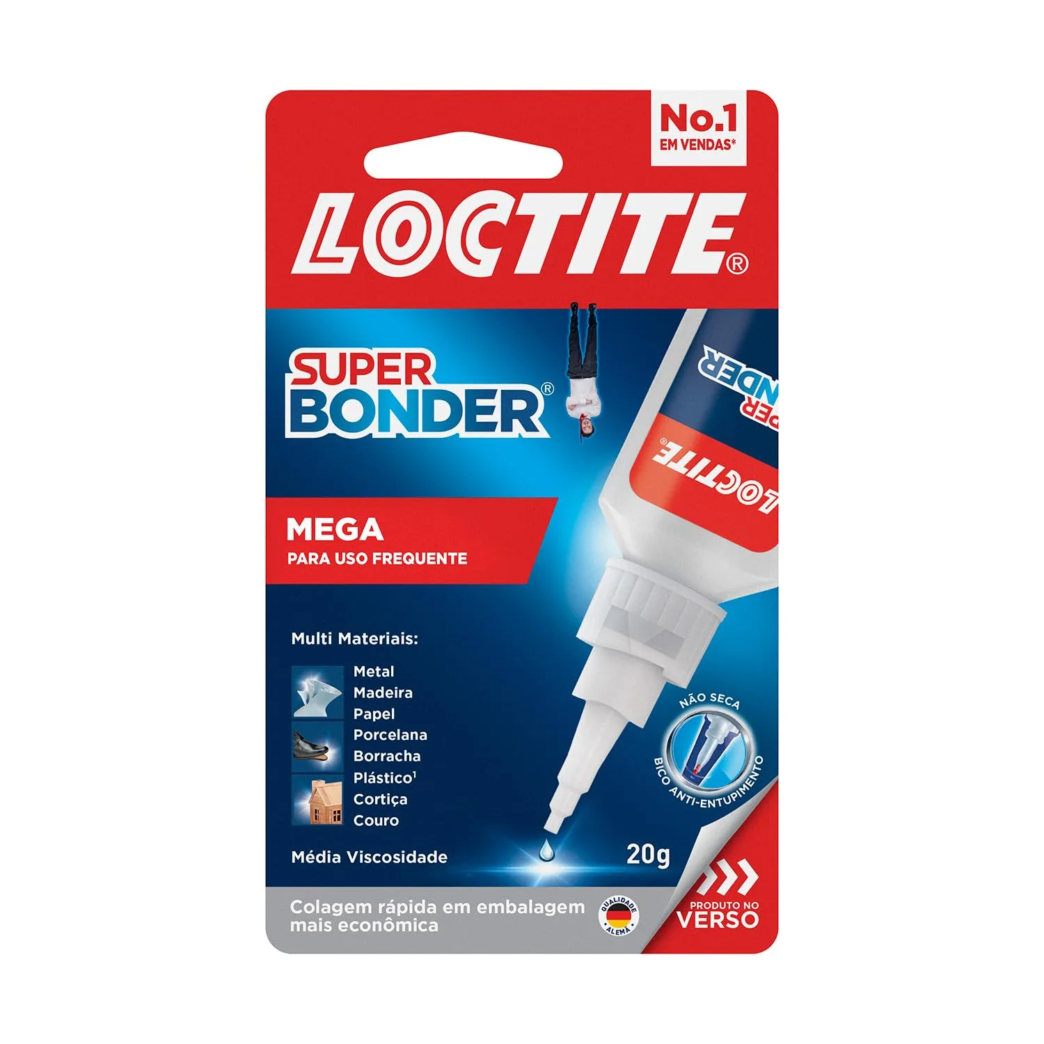 Loctite Super Bonder Mega, Adesivo instantaneo para reparos, Cola transparente para materiais diversos com acabamento profissional, 1x20g