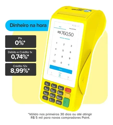 Maquininha De Cartao Pro 3 Mercado Pago Point Amarela Vivo 4g/Wifi/Nfc