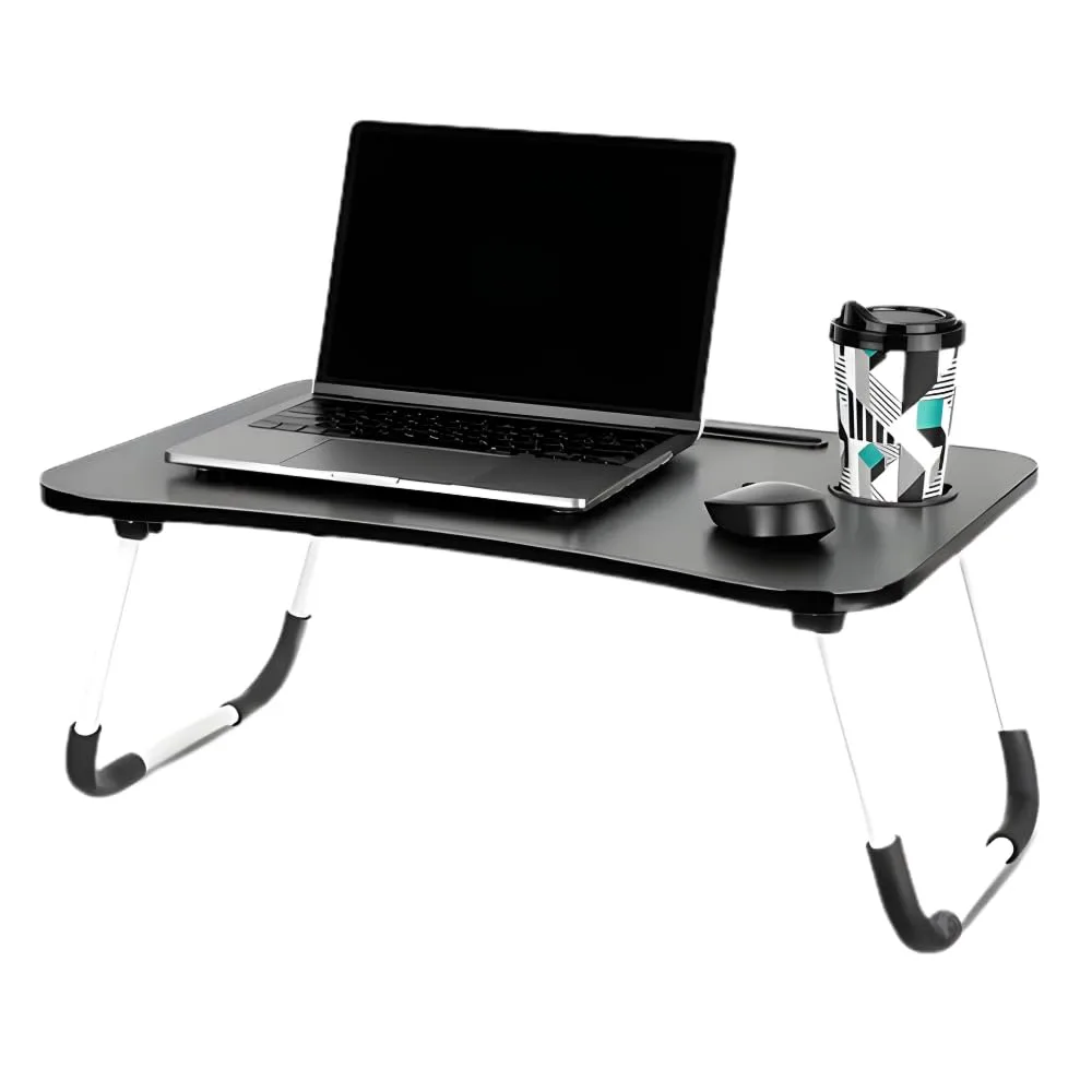 Mesa Para Notebook Portatil Articulada Mdf Grafite Suporte Para Laptop Dobravel Home Office Cama Porta Tablet (Preto)