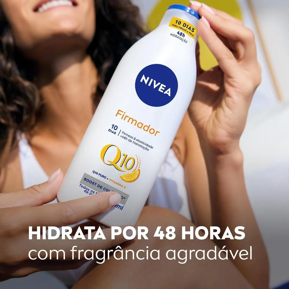 NIVEA Locao Hidratante Firmador Q10 + Vitamina C 400ml, Hidratacao Intensa 48h, Pele Firme e Elasticidade, Corporal, Todos os Tipos de Pele