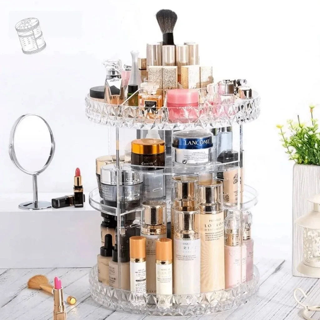 Organizador de maquiagem Giratorio 360 Acrilico Suporte de Cosmeticos