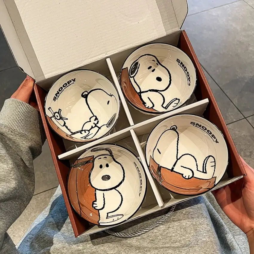 Snoopy Ceramica Conjunto De Jantar Tigela Personalizada Uso Domestico Novo 2026 Alta Estetica Aniversario Companheiro Pr