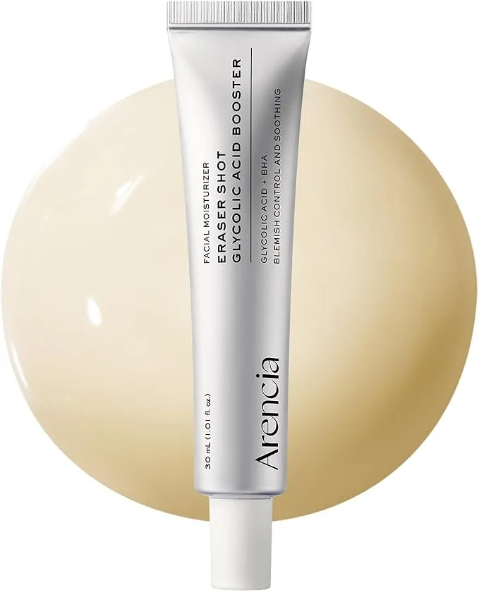 Soro Arencia Eraser Shot Acido Glicolico Booster com AHA BHA, Soro Esfoliante para Rosto com Tendencia a Acne, Cuidado com os Poros e Refinamento da Textura, Cuidado Diario Leve para a Pele, 30 ml